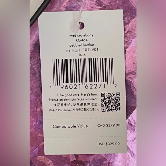 Kate Spade New York Leila Crossbody Bag Meringue Pebbled Leather KG464 - Picture 8 of 16